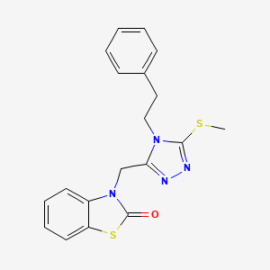 molecular formula C19H18N4OS2 B2588702 3-((5-(methylthio)-4-phenethyl-4H-1,2,4-triazol-3-yl)methyl)benzo[d]thiazol-2(3H)-one CAS No. 847402-40-8