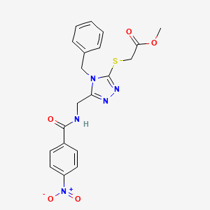molecular formula C20H19N5O5S B2588712 2-[[4-苄基-5-[[(4-硝基苯甲酰)氨基]甲基]-1,2,4-三唑-3-基]硫代]乙酸甲酯 CAS No. 689749-83-5