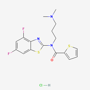 molecular formula C17H18ClF2N3OS2 B2588730 N-(4,6-difluorobenzo[d]thiazol-2-yl)-N-(3-(dimethylamino)propyl)thiophene-2-carboxamide hydrochloride CAS No. 1216508-20-1