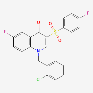 molecular formula C22H14ClF2NO3S B2588731 1-[(2-Chlorophenyl)methyl]-6-fluoro-3-(4-fluorophenyl)sulfonylquinolin-4-one CAS No. 866845-80-9