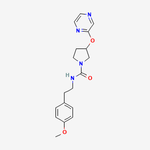 molecular formula C18H22N4O3 B2588732 N-(4-methoxyphenethyl)-3-(pyrazin-2-yloxy)pyrrolidine-1-carboxamide CAS No. 2034280-95-8