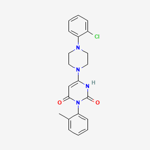 molecular formula C21H21ClN4O2 B2588735 6-(4-(2-chlorophenyl)piperazin-1-yl)-3-(o-tolyl)pyrimidine-2,4(1H,3H)-dione CAS No. 847399-29-5