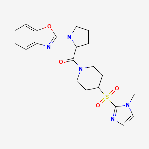 molecular formula C21H25N5O4S B2588740 (1-(benzo[d]oxazol-2-yl)pyrrolidin-2-yl)(4-((1-methyl-1H-imidazol-2-yl)sulfonyl)piperidin-1-yl)methanone CAS No. 2307952-97-0