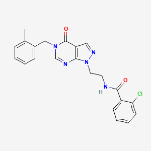 2-chloro-N-(2-(5-(2-methylbenzyl)-4-oxo-4,5-dihydro-1H-pyrazolo[3,4-d]pyrimidin-1-yl)ethyl)benzamide