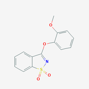 molecular formula C14H11NO4S B258876 3-(2-Methoxyphenoxy)-1,2-benzothiazole 1,1-dioxide 
