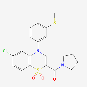(6-chloro-4-(3-(methylthio)phenyl)-1,1-dioxido-4H-benzo[b][1,4]thiazin-2-yl)(pyrrolidin-1-yl)methanone