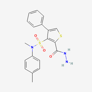 molecular formula C19H19N3O3S2 B2588775 2-(hydrazinocarbonyl)-N-methyl-N-(4-methylphenyl)-4-phenylthiophene-3-sulfonamide CAS No. 931965-73-0