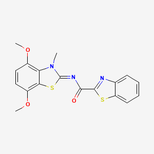 molecular formula C18H15N3O3S2 B2588789 (Z)-N-(4,7-dimethoxy-3-methylbenzo[d]thiazol-2(3H)-ylidene)benzo[d]thiazole-2-carboxamide CAS No. 896676-50-9
