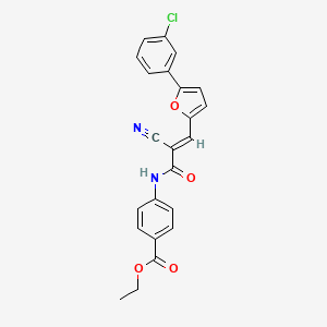 molecular formula C23H17ClN2O4 B2588790 (E)-ethyl 4-(3-(5-(3-chlorophenyl)furan-2-yl)-2-cyanoacrylamido)benzoate CAS No. 327101-40-6