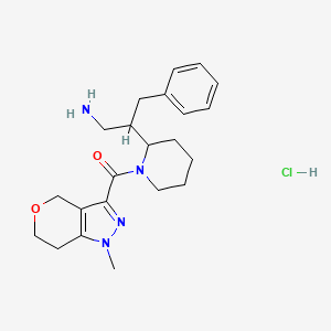 [2-(1-Amino-3-phenylpropan-2-yl)piperidin-1-yl]-(1-methyl-6,7-dihydro-4H-pyrano[4,3-c]pyrazol-3-yl)methanone;hydrochloride