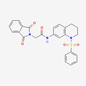 molecular formula C25H21N3O5S B2588796 2-(1,3-dioxoisoindolin-2-yl)-N-(1-(phenylsulfonyl)-1,2,3,4-tetrahydroquinolin-7-yl)acetamide CAS No. 932364-79-9