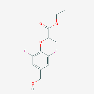 molecular formula C12H14F2O4 B2588807 2-[2,6-二氟-4-(羟甲基)苯氧基]丙酸乙酯 CAS No. 1502447-39-3