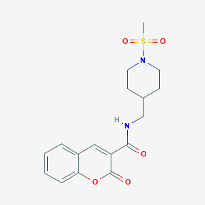 molecular formula C17H20N2O5S B2588808 N-((1-(甲磺酰基)哌啶-4-基)甲基)-2-氧代-2H-色烯-3-甲酰胺 CAS No. 1235326-11-0