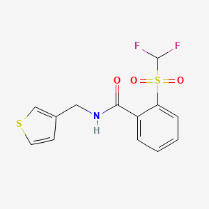 molecular formula C13H11F2NO3S2 B2588809 2-((二氟甲基)磺酰基)-N-(噻吩-3-基甲基)苯甲酰胺 CAS No. 1797612-87-3
