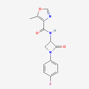 molecular formula C14H12FN3O3 B2588812 N-[1-(4-Fluorophenyl)-2-oxoazetidin-3-yl]-5-methyl-1,3-oxazole-4-carboxamide CAS No. 2223744-87-2
