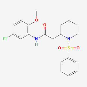 molecular formula C20H23ClN2O4S B2588816 N-(5-氯-2-甲氧基苯基)-2-(1-(苯磺酰基)哌啶-2-基)乙酰胺 CAS No. 1021041-00-8