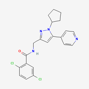 molecular formula C21H20Cl2N4O B2588822 2,5-dichloro-N-((1-cyclopentyl-5-(pyridin-4-yl)-1H-pyrazol-3-yl)methyl)benzamide CAS No. 1421507-70-1