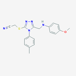 molecular formula C19H19N5OS B258884 {[5-[(4-methoxyanilino)methyl]-4-(4-methylphenyl)-4H-1,2,4-triazol-3-yl]sulfanyl}acetonitrile 