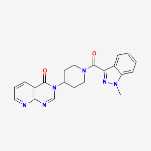 molecular formula C21H20N6O2 B2588849 3-(1-(1-methyl-1H-indazole-3-carbonyl)piperidin-4-yl)pyrido[2,3-d]pyrimidin-4(3H)-one CAS No. 2034224-21-8