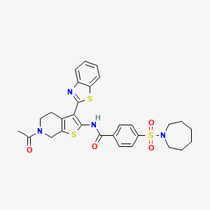 molecular formula C29H30N4O4S3 B2588858 N-(6-acetyl-3-(benzo[d]thiazol-2-yl)-4,5,6,7-tetrahydrothieno[2,3-c]pyridin-2-yl)-4-(azepan-1-ylsulfonyl)benzamide CAS No. 449770-39-2