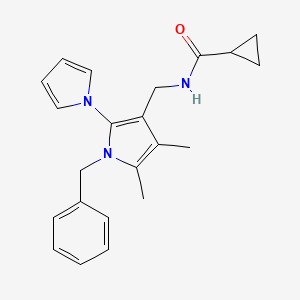 molecular formula C22H25N3O B2588863 N-[(1-benzyl-4,5-dimethyl-2-pyrrol-1-ylpyrrol-3-yl)methyl]cyclopropanecarboxamide CAS No. 478077-15-5