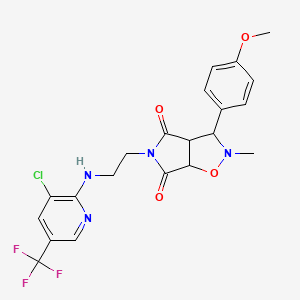 molecular formula C21H20ClF3N4O4 B2588866 5-(2-{[3-chloro-5-(trifluoromethyl)-2-pyridinyl]amino}ethyl)-3-(4-methoxyphenyl)-2-methyldihydro-2H-pyrrolo[3,4-d]isoxazole-4,6(3H,5H)-dione CAS No. 317833-31-1