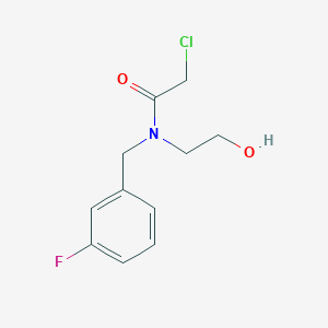 molecular formula C11H13ClFNO2 B2588871 2-chloro-N-[(3-fluorophenyl)methyl]-N-(2-hydroxyethyl)acetamide CAS No. 2411298-64-9