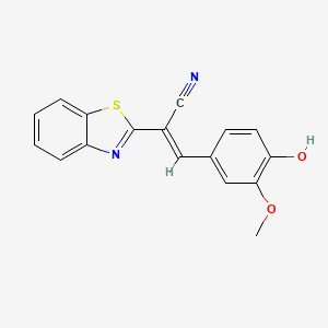molecular formula C17H12N2O2S B2588874 (2E)-2-(1,3-benzothiazol-2-yl)-3-(4-hydroxy-3-methoxyphenyl)prop-2-enenitrile CAS No. 325853-19-8