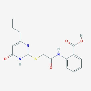 molecular formula C16H17N3O4S B2588878 2-{2-[(6-氧代-4-丙基-1,6-二氢嘧啶-2-基)硫代]乙酰氨基}苯甲酸 CAS No. 511278-84-5