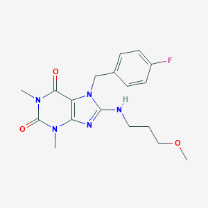 molecular formula C18H22FN5O3 B258888 7-(4-fluorobenzyl)-8-[(3-methoxypropyl)amino]-1,3-dimethyl-3,7-dihydro-1H-purine-2,6-dione 