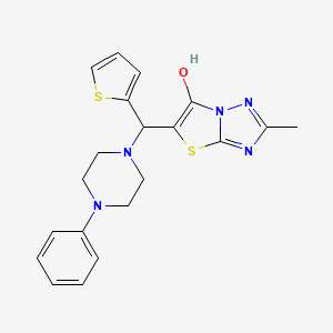 molecular formula C20H21N5OS2 B2588883 2-甲基-5-((4-苯基哌嗪-1-基)(噻吩-2-基)甲基)噻唑并[3,2-b][1,2,4]三唑-6-醇 CAS No. 851970-23-5