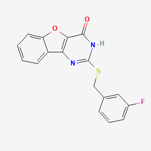 molecular formula C17H11FN2O2S B2588885 2-[(3-fluorobenzyl)sulfanyl][1]benzofuro[3,2-d]pyrimidin-4(3H)-one CAS No. 1291853-35-4