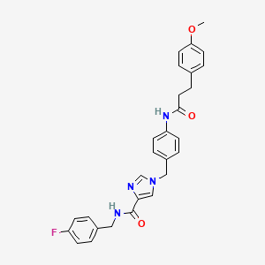 molecular formula C28H27FN4O3 B2588896 N-(4-fluorobenzyl)-1-(4-(3-(4-methoxyphenyl)propanamido)benzyl)-1H-imidazole-4-carboxamide CAS No. 1251597-19-9