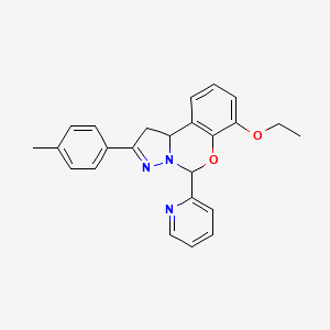 molecular formula C24H23N3O2 B2588903 7-ethoxy-5-(pyridin-2-yl)-2-(p-tolyl)-5,10b-dihydro-1H-benzo[e]pyrazolo[1,5-c][1,3]oxazine CAS No. 899746-42-0
