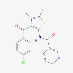 molecular formula C19H15ClN2O2S B258891 N-{3-[(4-chlorophenyl)carbonyl]-4,5-dimethylthien-2-yl}pyridine-3-carboxamide 