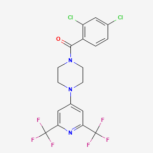 molecular formula C18H13Cl2F6N3O B2588925 1-[2,6-双(三氟甲基)吡啶-4-基]-4-(2,4-二氯苯甲酰)哌嗪 CAS No. 2085690-32-8