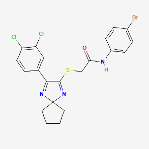 molecular formula C21H18BrCl2N3OS B2588928 N-(4-溴苯基)-2-((3-(3,4-二氯苯基)-1,4-二氮杂螺[4.4]壬-1,3-二烯-2-基)硫代)乙酰胺 CAS No. 899932-01-5