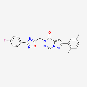 molecular formula C22H17FN6O2 B2588932 1-(2-{[(环戊基氨基)羰基]氨基}乙基)-N,N-二甲基-1H-1,2,3-苯并三唑-5-磺酰胺 CAS No. 1251681-82-9