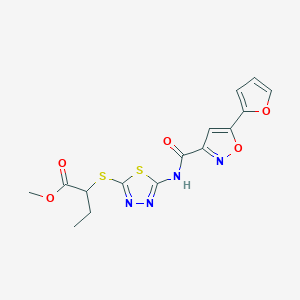 molecular formula C15H14N4O5S2 B2588937 2-((5-(5-(呋喃-2-基)异恶唑-3-甲酰胺)-1,3,4-噻二唑-2-基)硫代)丁酸甲酯 CAS No. 1226451-07-5