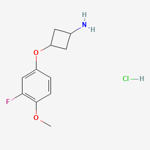 molecular formula C11H15ClFNO2 B2588944 trans-3-(3-Fluoro-4-methoxyphenoxy)cyclobutanamine hydrochloride CAS No. 1630906-63-6
