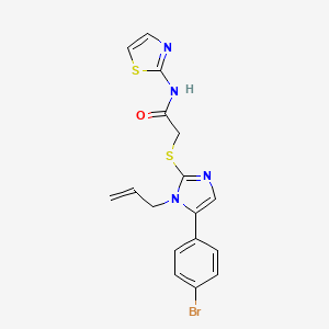 molecular formula C17H15BrN4OS2 B2588957 2-((1-烯丙基-5-(4-溴苯基)-1H-咪唑-2-基)硫代)-N-(噻唑-2-基)乙酰胺 CAS No. 1206988-19-3