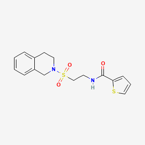 molecular formula C16H18N2O3S2 B2588967 N-(2-((3,4-二氢异喹啉-2(1H)-基)磺酰基)乙基)噻吩-2-甲酰胺 CAS No. 922087-80-7