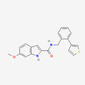 molecular formula C21H18N2O2S B2588989 6-甲氧基-N-(2-(噻吩-3-基)苄基)-1H-吲哚-2-甲酰胺 CAS No. 1797983-86-8