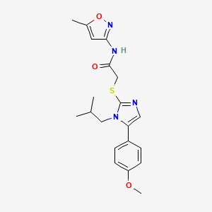 molecular formula C20H24N4O3S B2589006 2-((1-异丁基-5-(4-甲氧苯基)-1H-咪唑-2-基)硫代)-N-(5-甲基异恶唑-3-基)乙酰胺 CAS No. 1207035-18-4