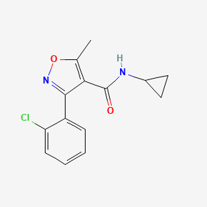 molecular formula C14H13ClN2O2 B2589011 3-(2-chlorophenyl)-N-cyclopropyl-5-methyl-1,2-oxazole-4-carboxamide CAS No. 313393-17-8
