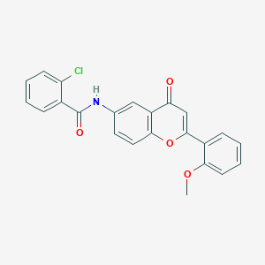 molecular formula C23H16ClNO4 B2589027 2-氯-N-[2-(2-甲氧基苯基)-4-氧代-4H-色烯-6-基]苯甲酰胺 CAS No. 923234-17-7