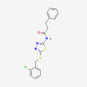 molecular formula C18H16ClN3OS2 B2589033 N-(5-((2-氯苯甲基)硫代)-1,3,4-噻二唑-2-基)-3-苯基丙酰胺 CAS No. 532422-95-0