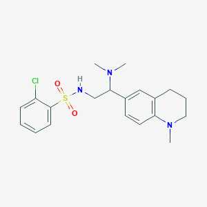 molecular formula C20H26ClN3O2S B2589069 2-chloro-N-(2-(dimethylamino)-2-(1-methyl-1,2,3,4-tetrahydroquinolin-6-yl)ethyl)benzenesulfonamide CAS No. 946240-92-2