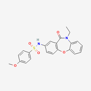 molecular formula C22H20N2O5S B2589105 N-(10-ethyl-11-oxo-10,11-dihydrodibenzo[b,f][1,4]oxazepin-2-yl)-4-methoxybenzenesulfonamide CAS No. 922062-12-2