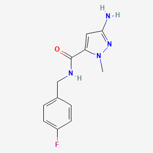 molecular formula C12H13FN4O B2589109 3-amino-N-(4-fluorobenzyl)-1-methyl-1H-pyrazole-5-carboxamide CAS No. 1856048-87-7